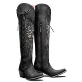 Vintage Embroidered Lace-Up Western Boots