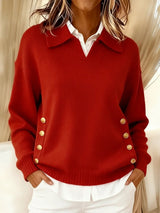 Valentine™ | Pull avec col polo et boutons