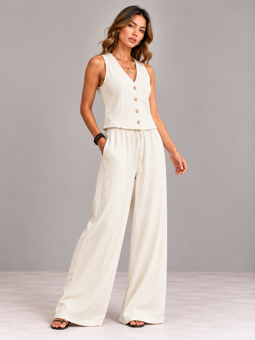 Eliza | Flowing Set with Buttoned Waistcoat