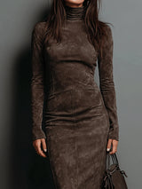 Robe Midi en Suédine – Élégance Intemporelle