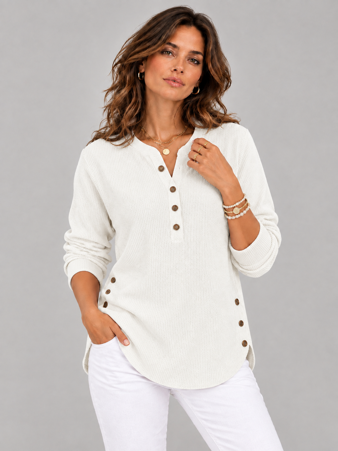 Bella™ | Henley Tunic with Buttons