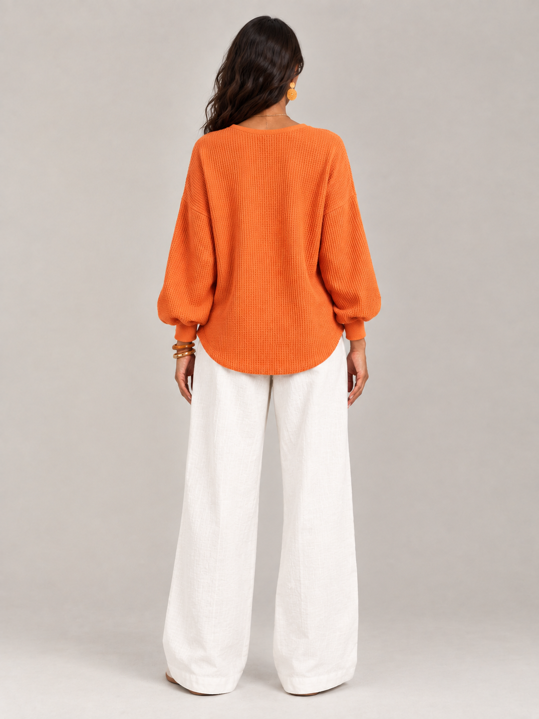 Felicity™ | Waffle Knit Henley Sweatshirt