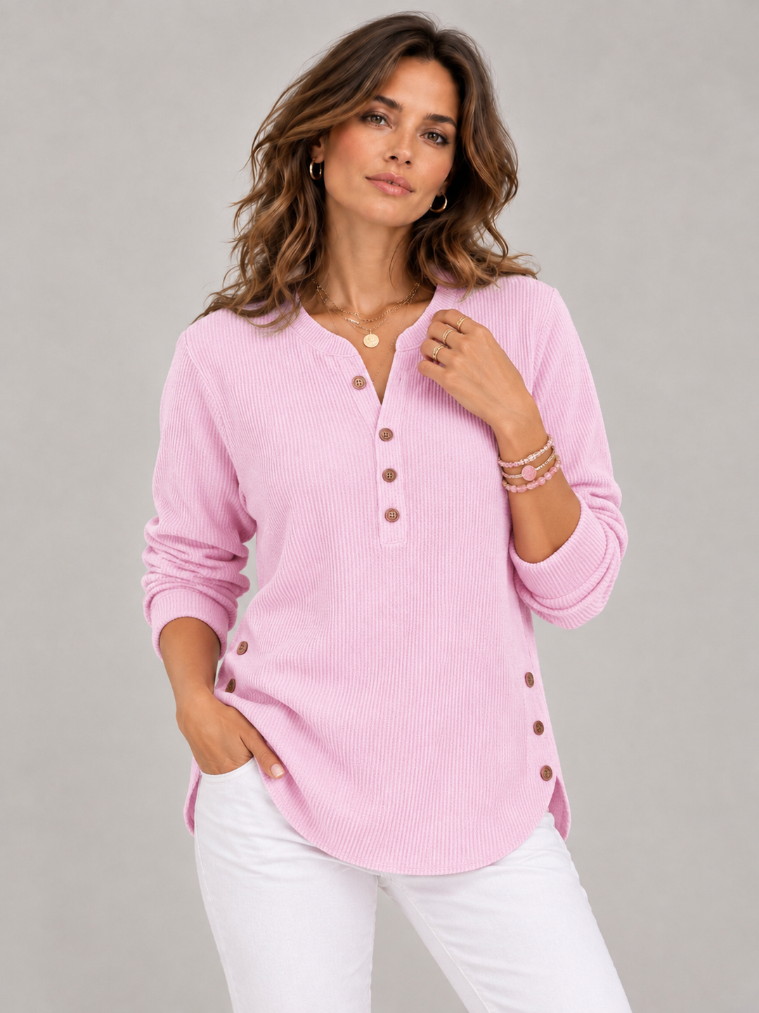 Bella™ | Henley Tunic with Buttons