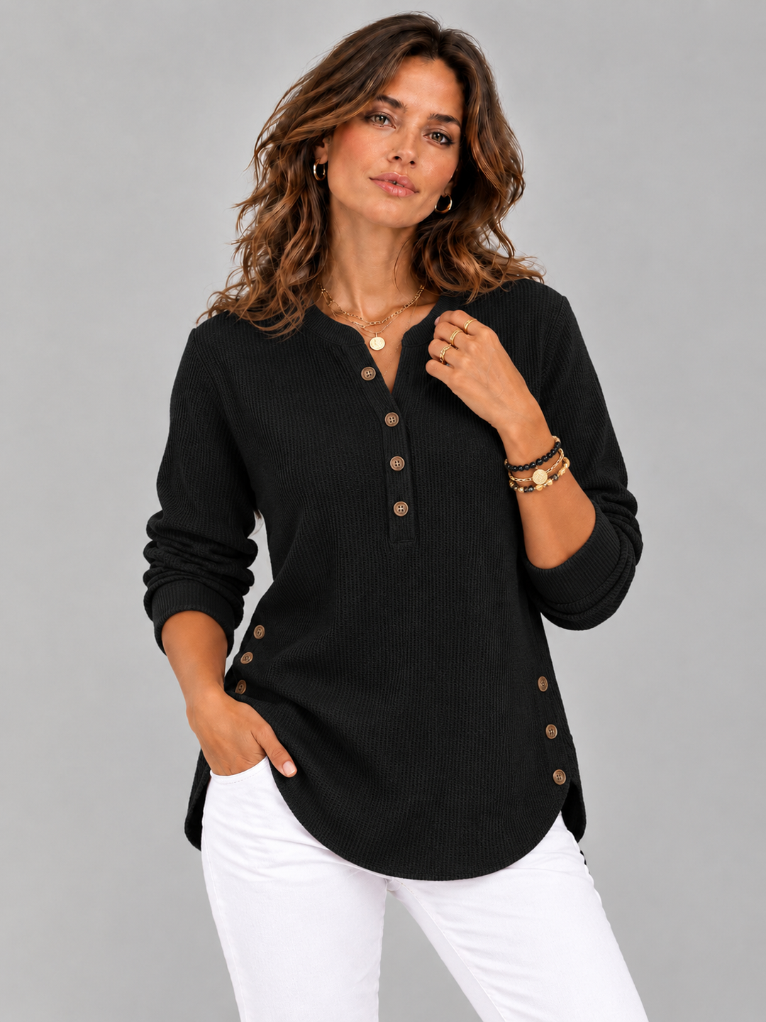 Bella™ | Henley Tunic with Buttons
