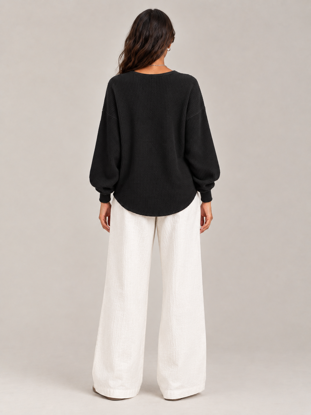 Felicity™ | Waffle Knit Henley Sweatshirt