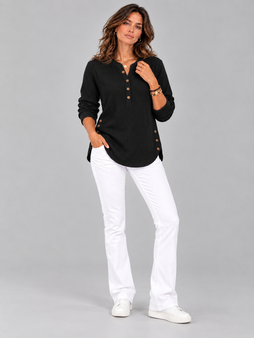 Bella™ | Henley Tunic with Buttons