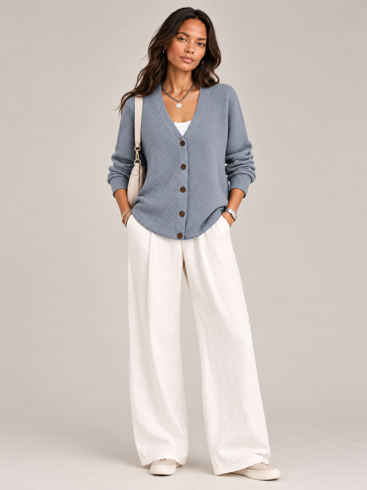 Leona™ | Quilted Knit Cardigan with Buttons