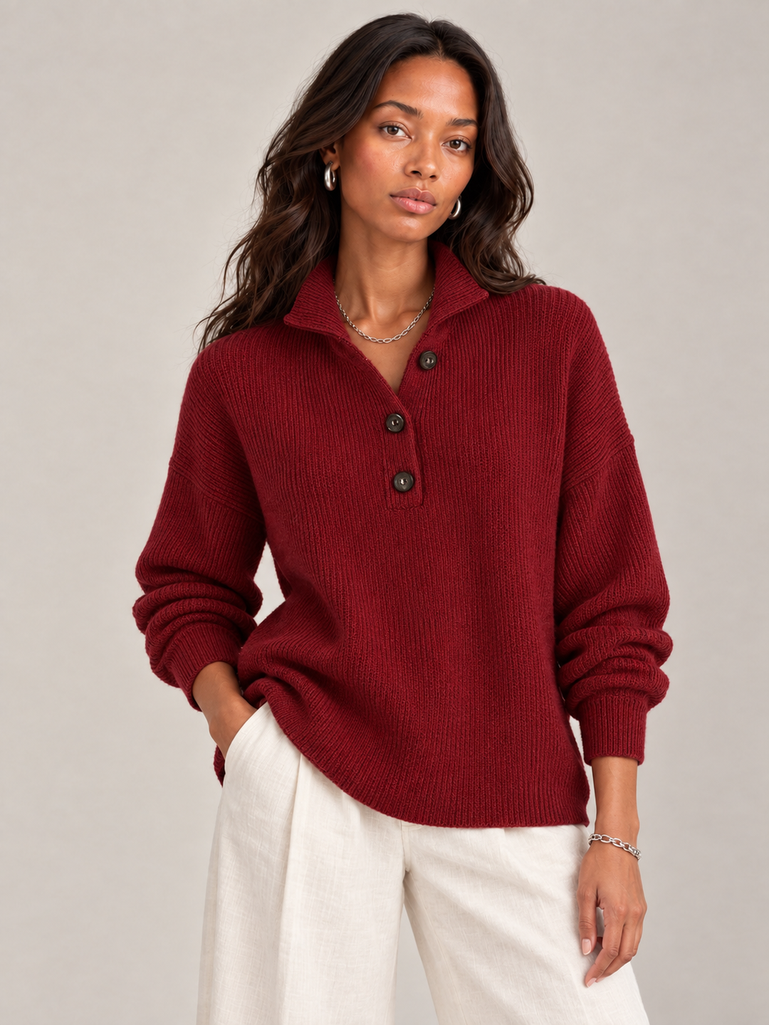 Paula™ | Jersey Polo with V-Neck