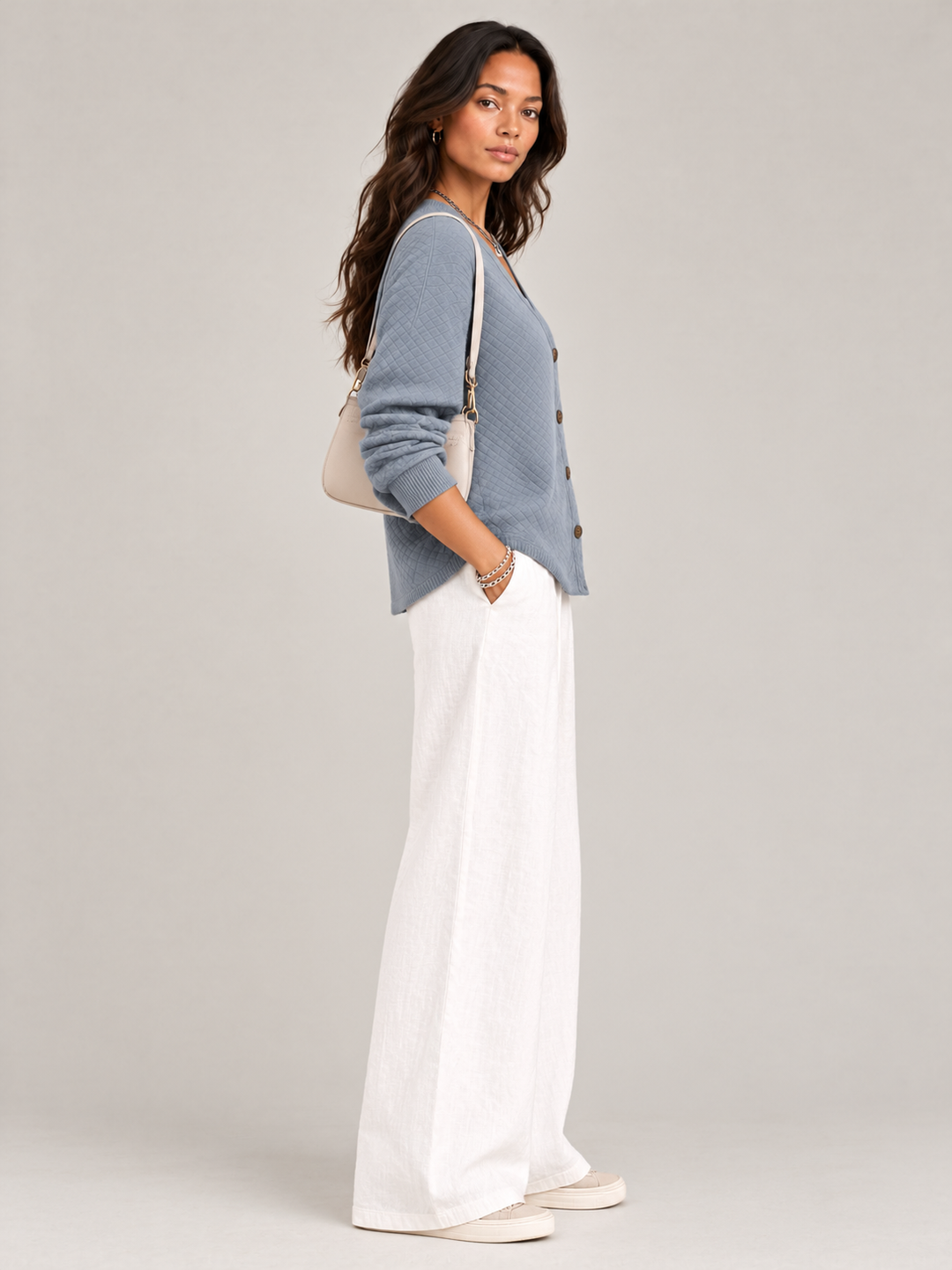Leona™ | Quilted Knit Cardigan with Buttons