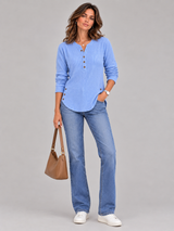 Blanche™ | Tunique Henley avec boutons