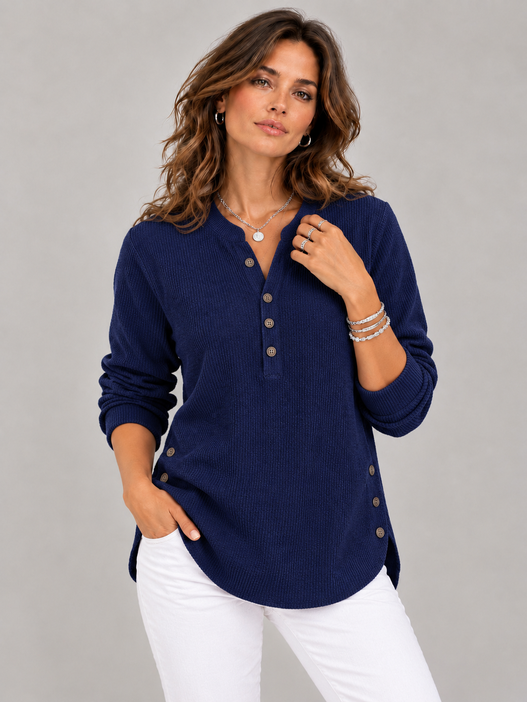 Bella™ | Henley Tunic with Buttons