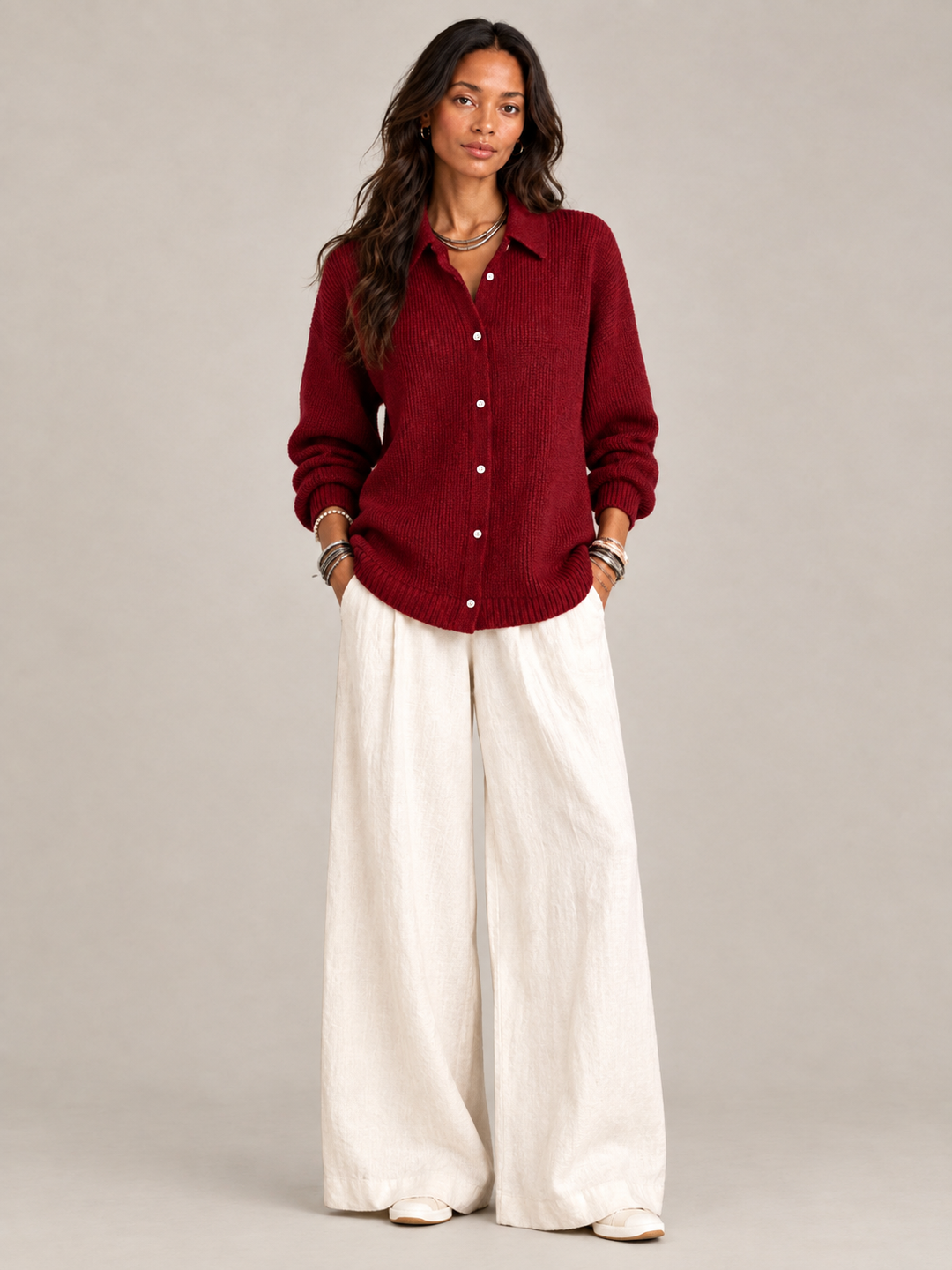 Camilla™ | Textured Knit Cardigan with Buttons