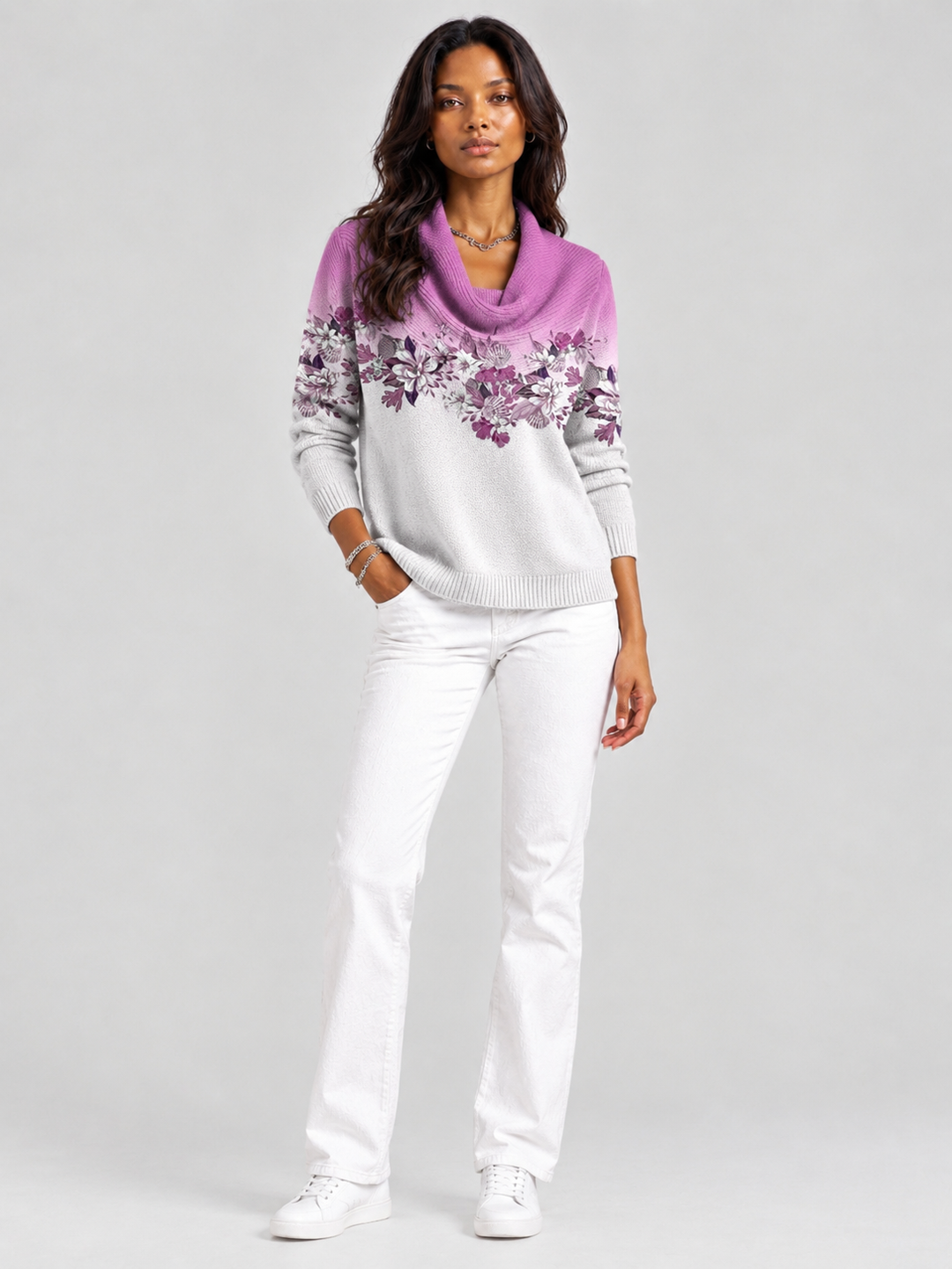 Alice™ | Floral Jumper with Roll Neck