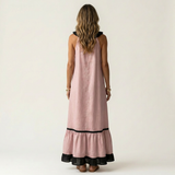 Ariane™ | Robe longue sans manches à volants contrastés