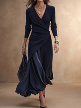 Elena | Robe longue portefeuille à jupe en satin