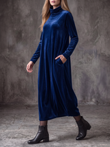 Margot | Robe longue en velours à col roulé