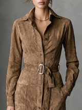 Margot | Robe chemise en suède à ceinture boucle