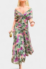 Robe Longue Alondra avec Imprimé Floral Féerique et Décolleté en V