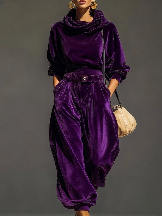 Elegant Velvet Suit with a Flowing Fit