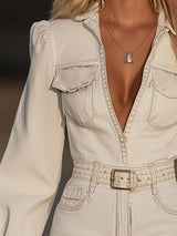 Combinaison courte en denim de luxe