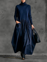 Noémie | Robe longue oversize à col montant et poches