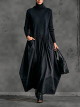 Noémie | Robe longue oversize à col montant et poches