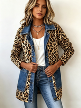 Fablenne™ | Veste longue bimatière imprimé léopard et jean