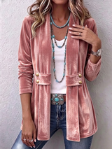 Amélie™ | Veste ouverte manches longues col à revers vintage