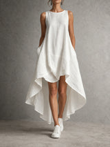 Alina | Robe asymétrique fluide en tissu léger au style minimaliste chic
