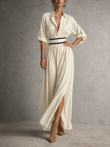 Amélie | Robe élégante fluide avec ceinture taille haute