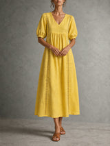 Madeleine™ | Robe en Lin et Coton Dentelée