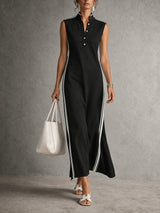 Claire | Robe longue élégante avec coupe fluide et col moderne