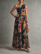 Camille™ | Robe longue asymétrique à imprimé floral