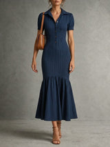 Élégance Structurée | Robe Longue Boutonnée