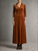 Élise – Robe longue en velours au charme vintage