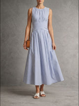 Élise™ | Robe midi rayée