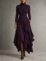 Robe longue asymétrique à col montant