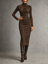 Robe Midi en Suédine – Élégance Intemporelle