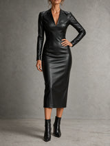 Robe noire effet cuir — Élégance audacieuse