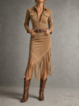 Robe western effet suédine à franges — Audacieuse élégante