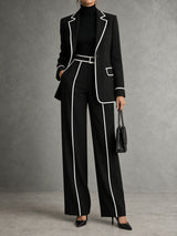 Odette | Ensemble blazer et pantalon à liseré blanc