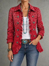 Elena™ | Veste bohème motif cachemire dégradé et volants